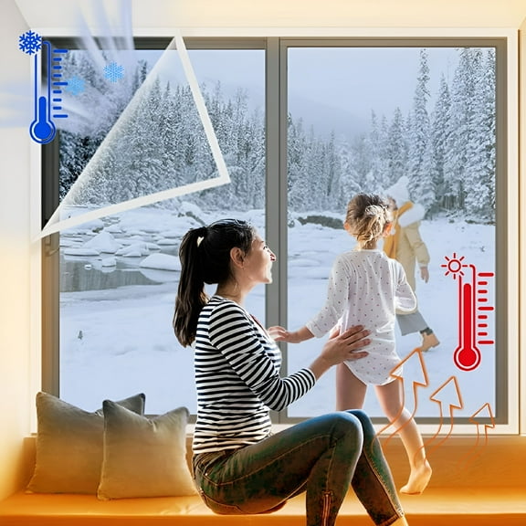 ICERUN Magnetic Window Insulation Kit Heavy Duty Window Insulation Film with Tape to Keep Cold Out Warm in Winter and Cool in Summer（63”X47”）