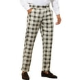 thumbnail image 5 of INSPIRE CHIC Plaid Pants for Men's Flat Front Straight Fit Checked Trouser 30 Khaki, 5 of 5