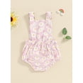 thumbnail image 4 of Suealasg Baby Girls Rompers Infant Girls Denim Jumpsuits Newborn Daisy Print Sleeveless Adjustable Straps Bodysuits Summer Outfits, 4 of 8
