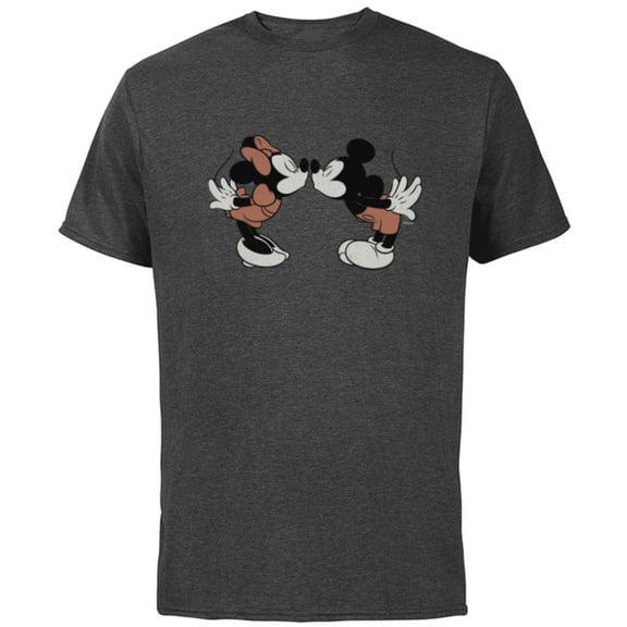 Disney Mickey & Minnie Mouse Sweet Smooch Valentine’s Day - Short Sleeve Cotton T-Shirt for Adults - Customized-Charcoal