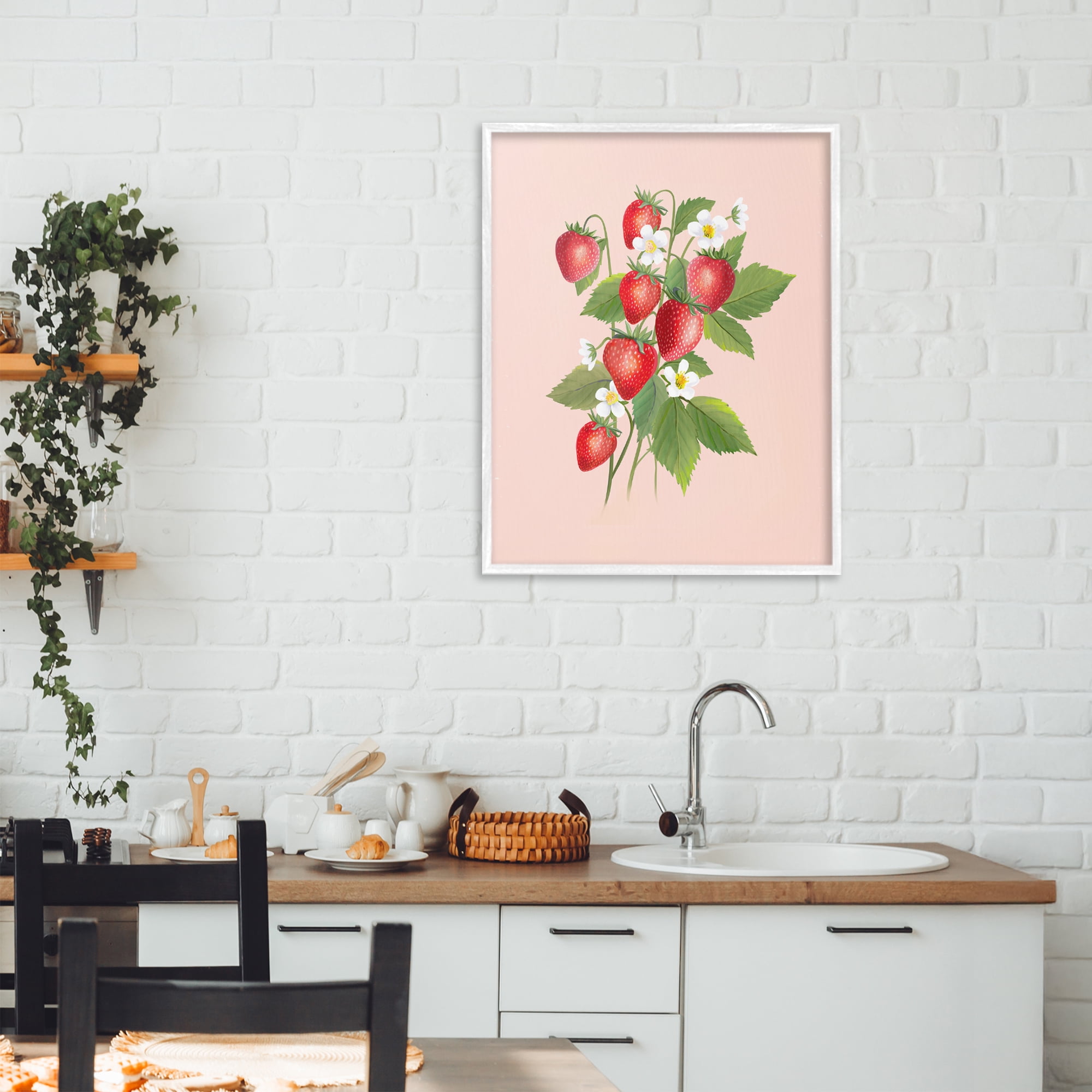 Stupell Industries Cottage Garden Strawberries White Framed Giclee Art, design by Diane Neukirch