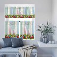 thumbnail image 6 of Kitchen Window Curtains Valance and Tier Set, Spring Easter Rabbit Ears Eggs Rod Pocket Tier Curtain Valance Set, Blue Green White Striped Light Filtering Cafe Curtains for Bedroom Living Room, 6 of 9