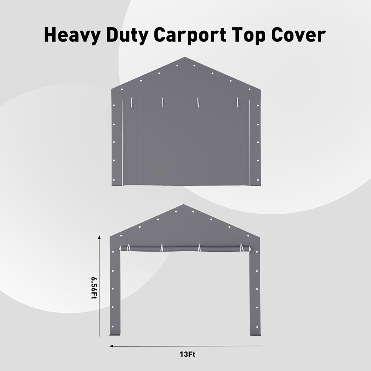 Riedhoff Carport Door Replacement 13 x 8.85 ft for Portable Garage 13' x 20' & 13' x 25', Gray