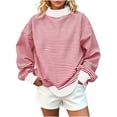 thumbnail image 5 of TARIENDY Long Sleeve Striped Pullover Women Oversized Spring Sweatshirts Trendy Mock Neck Sweatshirt Comfy Fall Winter Casual Tops Red S, 5 of 7