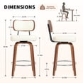 thumbnail image 4 of ClinQ 26 inch Swivel Counter Height Bar Stools Set of 2, Faux Leather Seat with Back, Walnut Bentwood Legs and Metal Footrest, White-Sliver Footrest, 4 of 11
