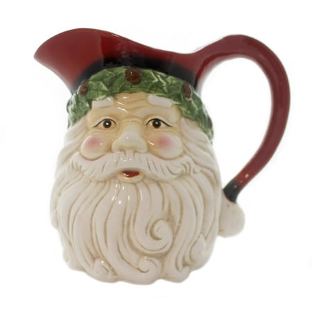 - Tabletop SANTA FACE PITCHER Ceramic Christmas Holiday 53180D