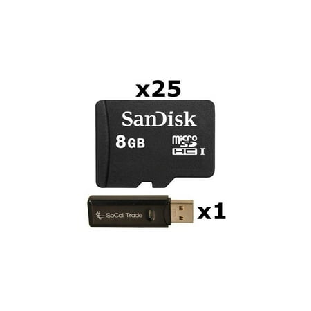 UPC 081159907617 product image for 25 pack - sandisk 8gb microsd hc memory card sdsdqab-008g (bulk packaging) lot o | upcitemdb.com