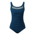 thumbnail image 4 of One Piece Swimsuit Women Tummy Control 2026 Modest Mesh Scoop Neck Slimming Full Coverage Bathing Suit Swimwear Beach Blue S, 4 of 5
