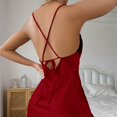 thumbnail image 4 of Women's Nightgowns Silk Thin Homewear Loose Lace Up Dresser for Bedroom,Red,S, 4 of 4