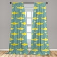 thumbnail image 5 of Ambesonne Shark Curtains, Friendly Yellow Fishes, Pair of 28"x63", Sea Green Yellow, 5 of 5