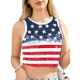 thumbnail image 1 of Camiseta Sin Mangas Corta con la Bandera Estadounidense de EE. UU. para Mujer, Ideal para Cosplay, con el 4 de Julio. B298-1005 L, 1 of 5