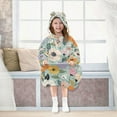 thumbnail image 7 of FORMRS Wearable Blanket Hoodie with Sleeves for Kids Cozy Flannel Sweatshirt, Green Floral Pattern, 7 of 7