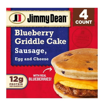 Jimmy Dean Blueberry Griddle Cake Sausage Egg Cheese Breakfast Sandwiches, 18.8 oz, 4 Count (Frozen)