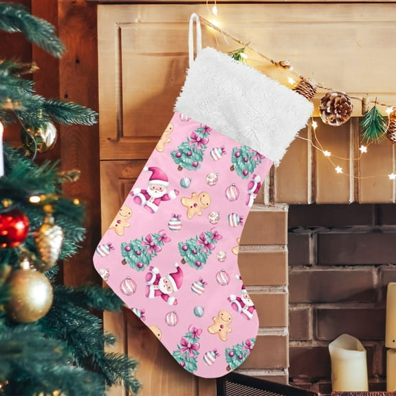 Ryvnso Christmas Stockings Gingerbread Cute Santa Claus 17.7" Large Stocking Decoration 1 Pack