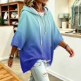 thumbnail image 6 of Womens 3/4 Sleeve Hoodies Gradient Printed Pullover Hooded Sweatshirt Oversized Soft Baggy Casual Drawstring Hoodie Fall Winter Workout Outfit, 6 of 6