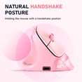 thumbnail image 3 of Meetion Office Left-Handed Vertical Ergonomic Design Optical Wireless Dual Mode Mouse with USB-C Fast Charging Cable, Pink, 3 of 9