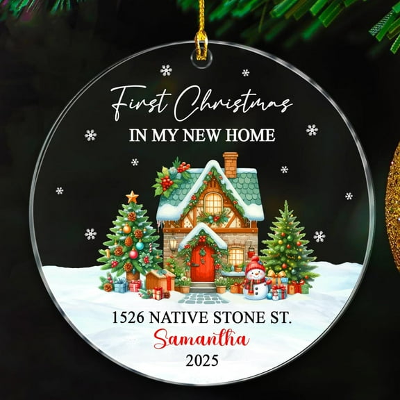 First Christmas In My New Home Ornaments Gifts, 1st Xmas In My New Home Ornament, Year Name Address Xmas My Home Ornaments Gift For Besties, Unique Home Christmas Ornament 2025