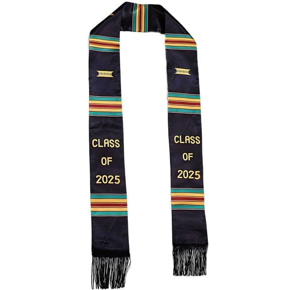 Jiibva Double Layered Tassel Black Shawl Satin Graduation Ribbon Logo Adult Etiquette Scarf Honor Shoulder Strap
