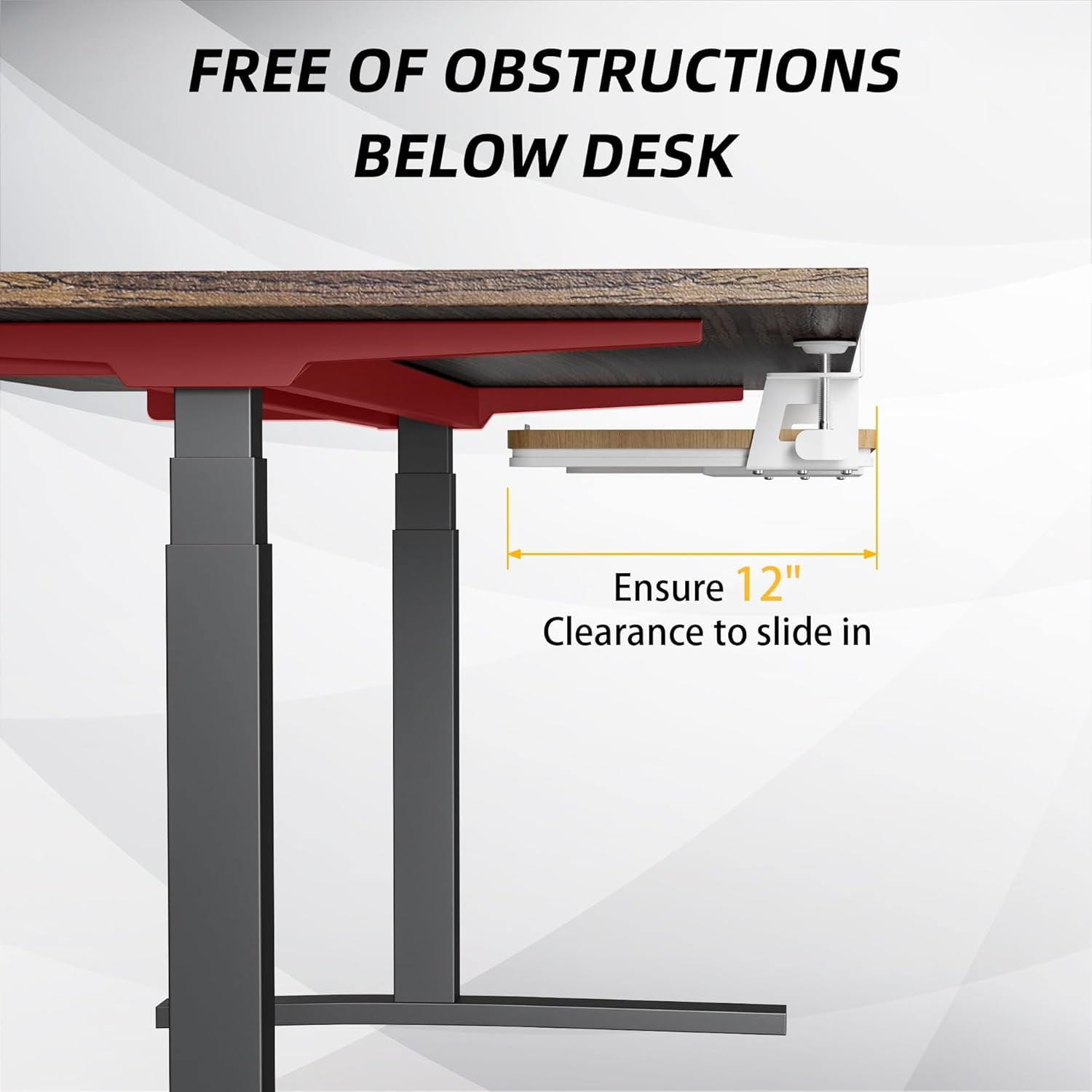 Keyboard Tray Under Desk, 26.77" X 11.81" Large Size Keyboard Tray with C Clamp-on Mount Easy to Install, Computer Keyboard Stand, Ergonomic Keyboard Tray for Home and Office (Oak)