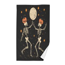 Yayeee 100% Cotton Hand Towels for Bathroom 16" x 28" Kitchen Towel, Black Halloween Dancing
