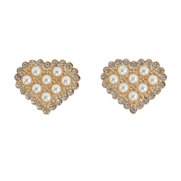 Unique Bargains 1 Pair Shoelace Charms Faux Pearl Heart Fashion Shoe Accessories Beige