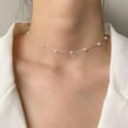 thumbnail image 3 of CFIOZYOS Gold Pearl Necklace for Women, 14K Gold Plated Layered Pearl Necklaces for Women Trendy Simple Herringbone Chain Pearl Necklace for Women Gold Jewelry Gifts, 3 of 10