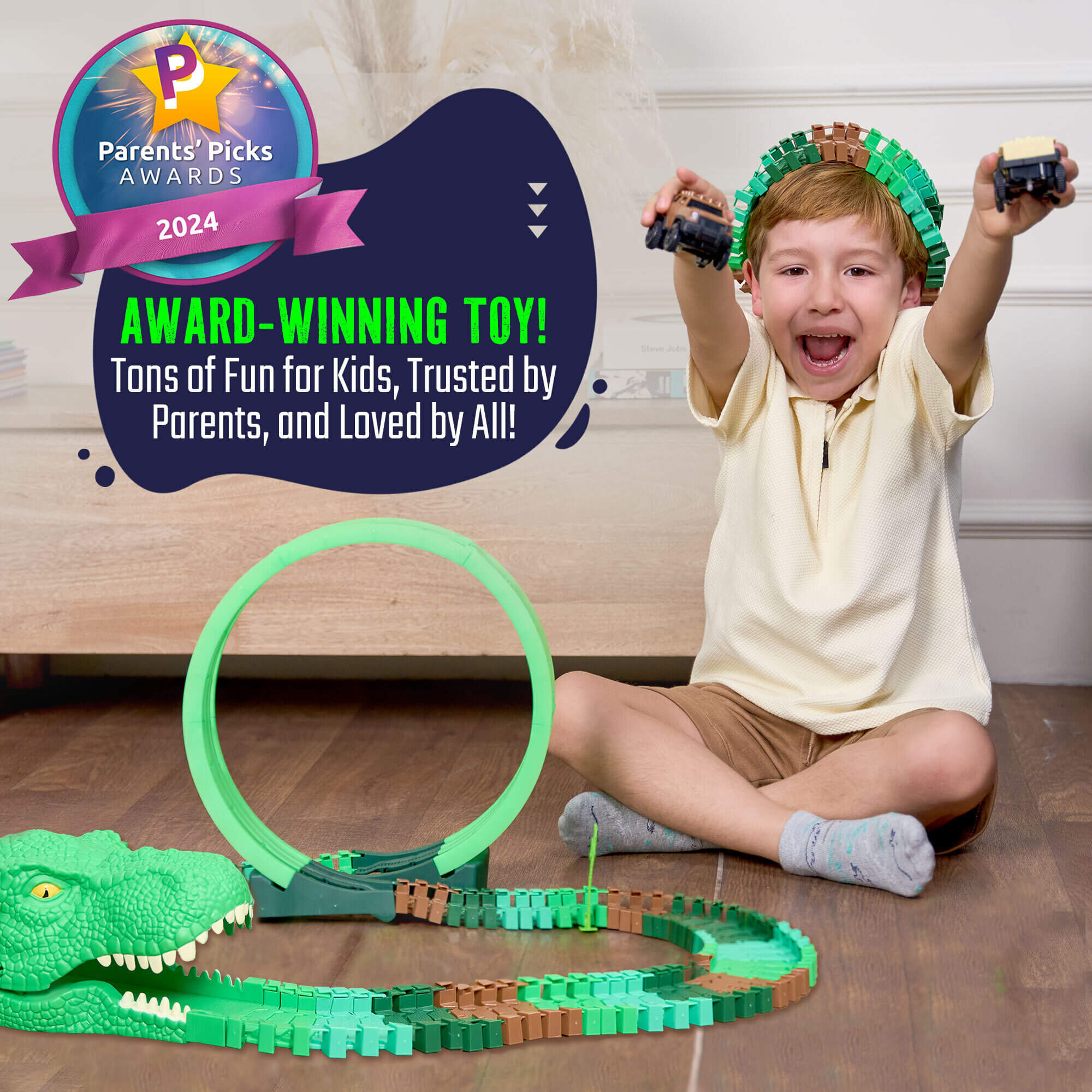 JitteryGit Dinosaur Race Track Glowing Loop Toy Set photo 3