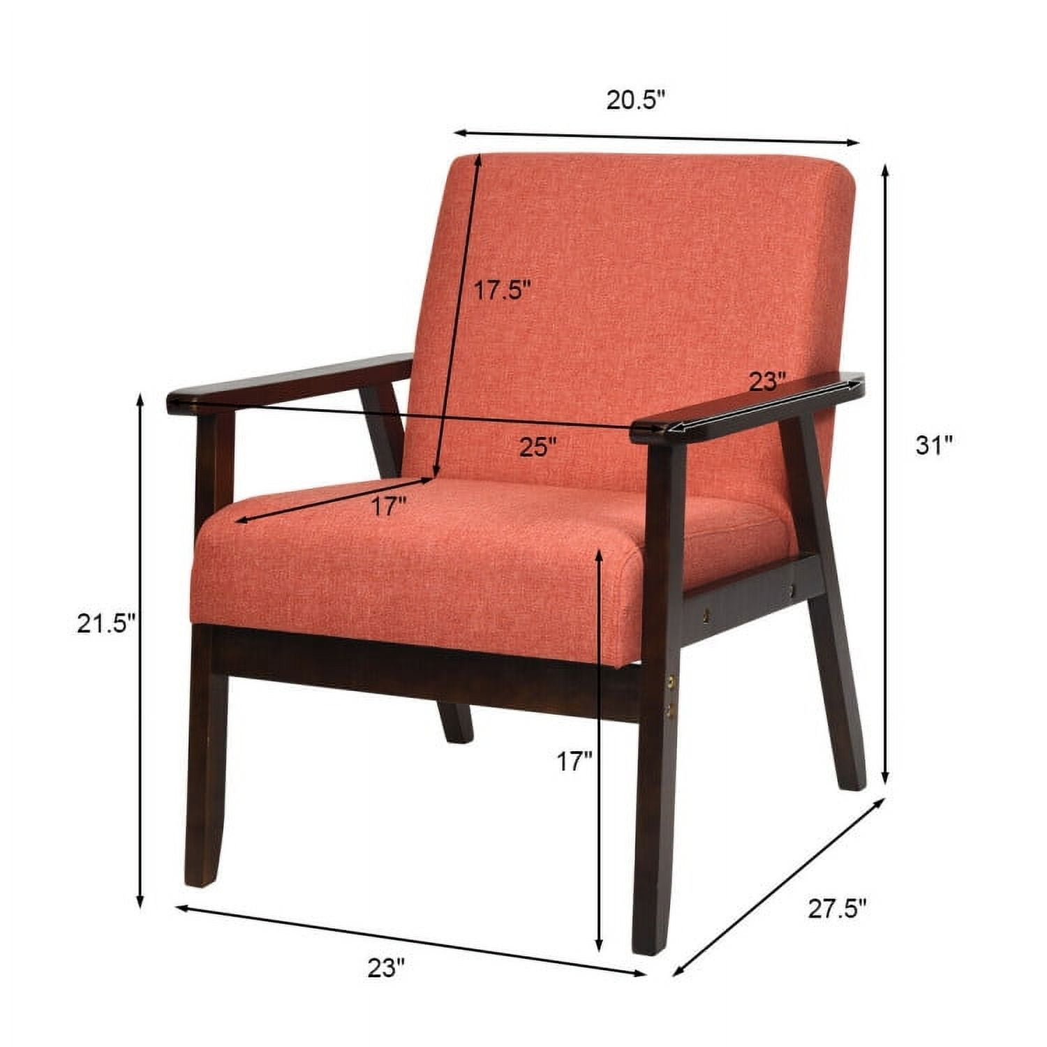 Finihen Mid-Century Modern Accent Chair, Retro Fabric Armchair, Solid Rubber Wood Fabric Accent Armchair, for Living Room, Orange Finihen Mid-Century Modern Accent Chair, Retro Fabric Armchair, Solid Rubber Wood Fabric Accent Armchair, for Living Room, Orange