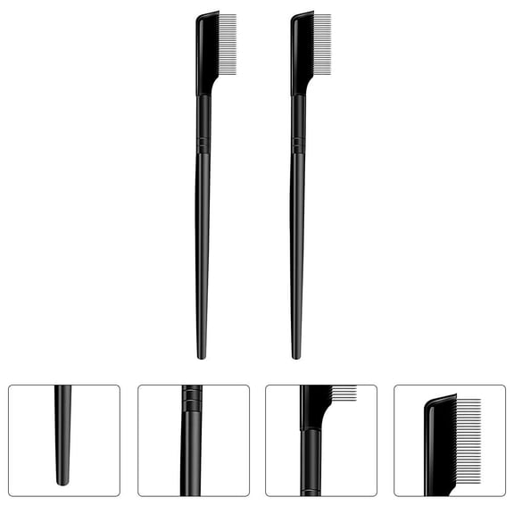 BESTOYARD 2Pcs Practical Portable Eyebrow Grooming Comb with Non-Skid Handle for Makeup Application