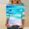 thumbnail image 1 of Fiudx Ofertas Relámpago Camiseta Holgada de Manga Tres Cuartos con Cuello Redondo y Estampado Regular a La Moda Informal para Mujer, 1 of 4