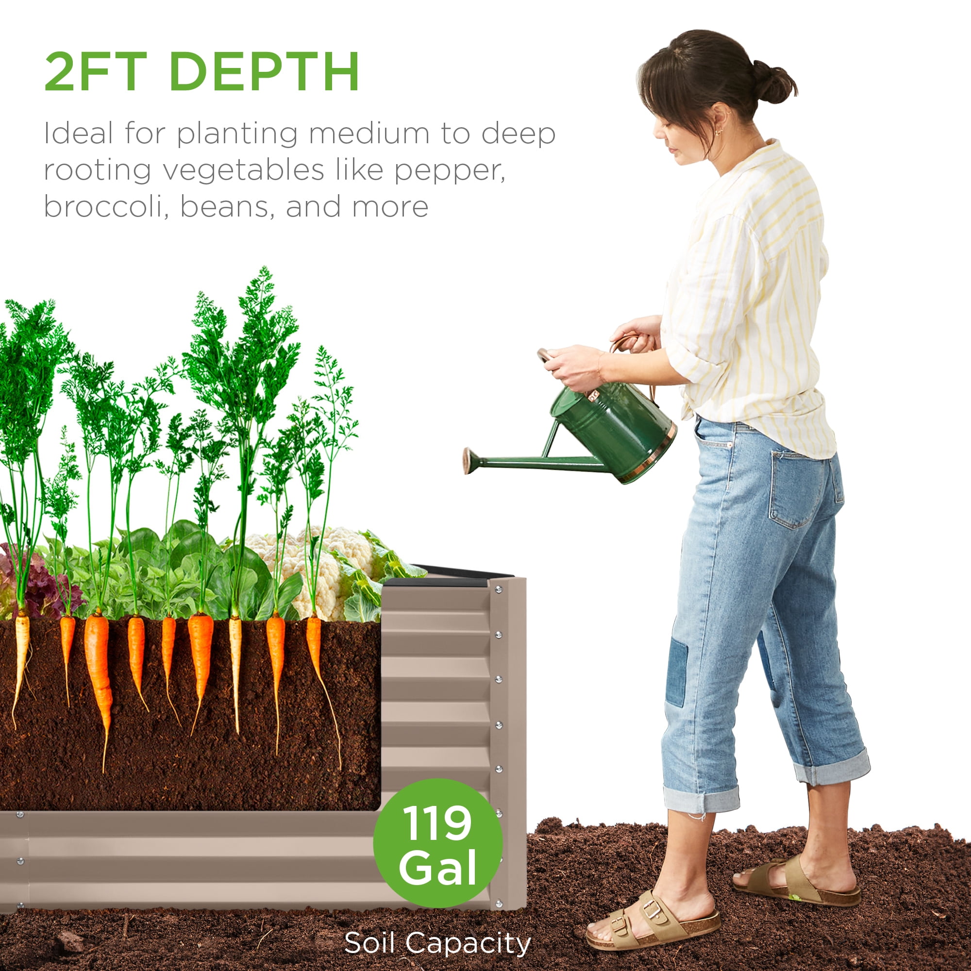 Best Choice Products 4x2x2FT Steel Garden Bed for Outdoor Planting, Elevated Bed for Vegetables, Herbs - Taupe