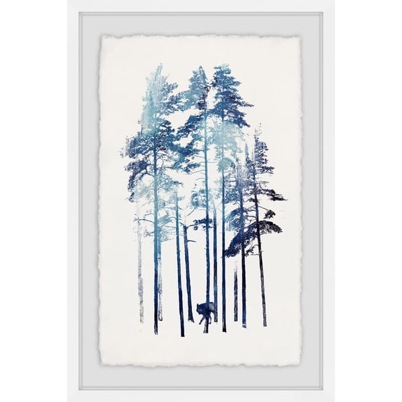 Tall Blue Trees Framed Painting Print