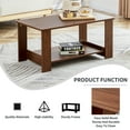 thumbnail image 4 of Modern minimalist walnut colored double layered rectangular coffee table, tea table. MDF material is more durable, Suitable for living room, bedroom, and study room. 19.6"*35.4"*16.5", 4 of 7