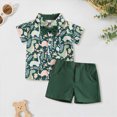 thumbnail image 2 of Kaprioy Baby Boy Outfit Baby Summer Clothes Dinosaur Print Shirt Short Sleeve Button Down Top Solid Shorts Cute Toddler Baby Boy Shorts Outfits, 2 of 6