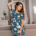 thumbnail image 3 of Susaid Christmas Snowman Gift Pattern Sleep Shirts for Women Short Sleeve Night Shirts for Sleeping Pullover Nightgown Soft Nightdress, 3 of 6