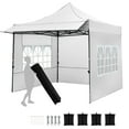 thumbnail image 1 of Costway 10 x 10 FT Pop up Canopy Tent with Sidewalls & Awning, Wheeled Bag, Sandbags, Stake White, 1 of 10