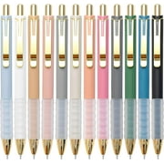Ballpoint Pens Black Medium Point 1mm Pen with Super Soft Grip Ball Point Pen for Men Women Retractable Pens (gold-12 pcs)