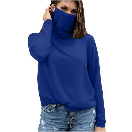 successthop UV Protection Shirts for Women with Face Cover Long Sleeve Solid Jacket for Outdoor Driving Traveling Hiking Fishing Blue S