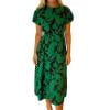 thumbnail image 7 of Gamivast Womens Floral Dress Short Sleeve Round Neck Maxi Dress Tropical Leaf Print Boho Dress A-Line Casual Summer Beach Vacation Trip Holiday Party, 7 of 7