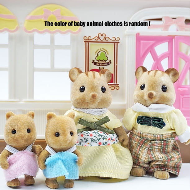 Familia de conejos de Pascua, animales del bosque, escala 1:12, accesorios para casas de muñecas, miniaturas, conejo, oso, reno, juego de simulación para niñas, regalo
