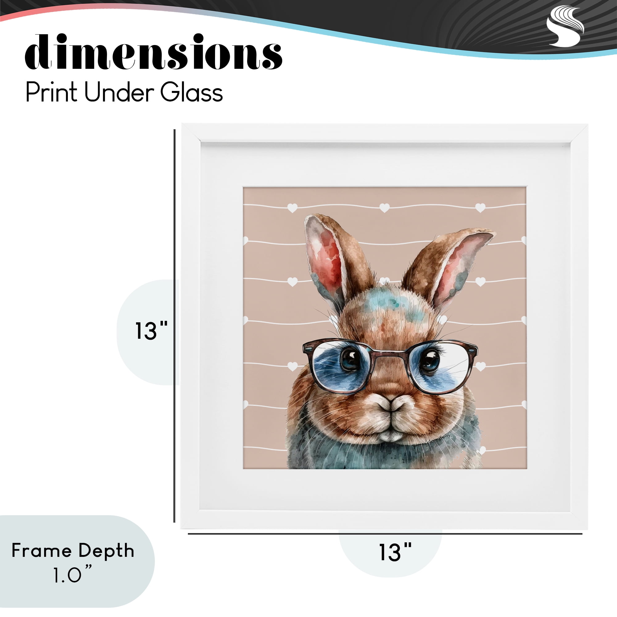 Stupell Industries Buster Rabbit with Specs White Framed Print Under Glass, design by Yvonne Coleman Burney