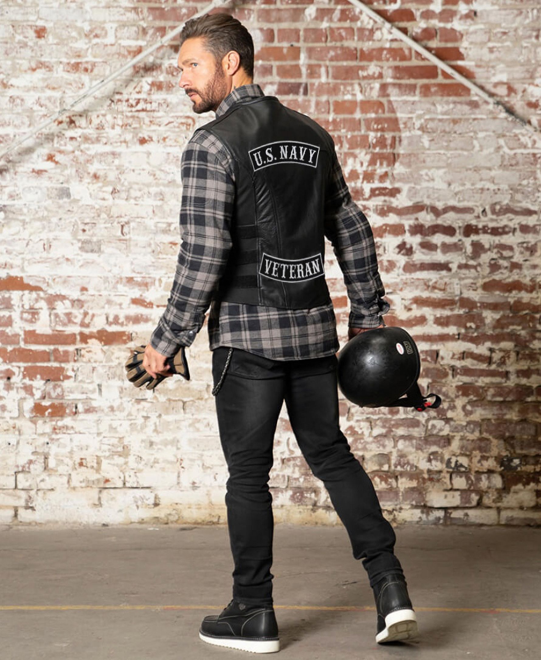 US Navy Veteran Rockers 12" | IFC Rail Road Military Vet Top Bottom Rocker Patch | Large Embroidered Iron On Motorcycle Jacket Patches | 2pc. Set - by Nixon Thread Co.