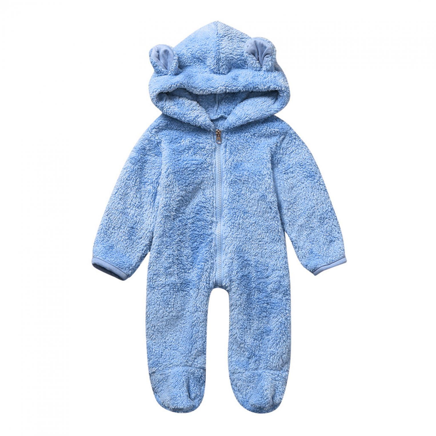 Jovati Baby Boy Clothes Blue Newborn Boy Winter Fleece Jumpsuit Solid ...