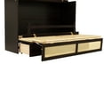 thumbnail image 5 of Queen Size Murphy Bed, Pine Wood Cabinet Bed with Rattan Decoration and Storage Drawer, Espresso, 5 of 9