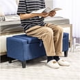 thumbnail image 3 of Dark Blue Linen Storage Ottoman Bench with Lift Top, Button Tufted Seat for Living Room, 3 of 4