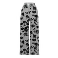 thumbnail image 5 of COSFO Black Womens Pants Casual Palazzo High Elastic Waisted Floral Wide Leg Pants Adjustable Width Loose with Pocket Drawstring Pants, 5 of 5