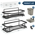 thumbnail image 3 of TINANA Bathroom Shower Caddy , 2 Pack Stainless Steel Adhesive Shelves with Hooks, Toothpaste & Soap Holder, No Drilling Rustproof Bathroom Shower Organizer for Shower Storage Black, 3 of 6