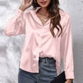 thumbnail image 2 of Womens Long Sleeve Tops Petite Business Casual Sweatshirt Women Shirt Satin Imitation Silk Vintage Long Sleeve Sweatshirt, 2 of 7