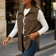 thumbnail image 5 of Women Corduroy Vest Sevevn Collared Sleeveless Button Down Casual Waistcoat with Chest Pockets for Daily Layering Outfits, 5 of 9
