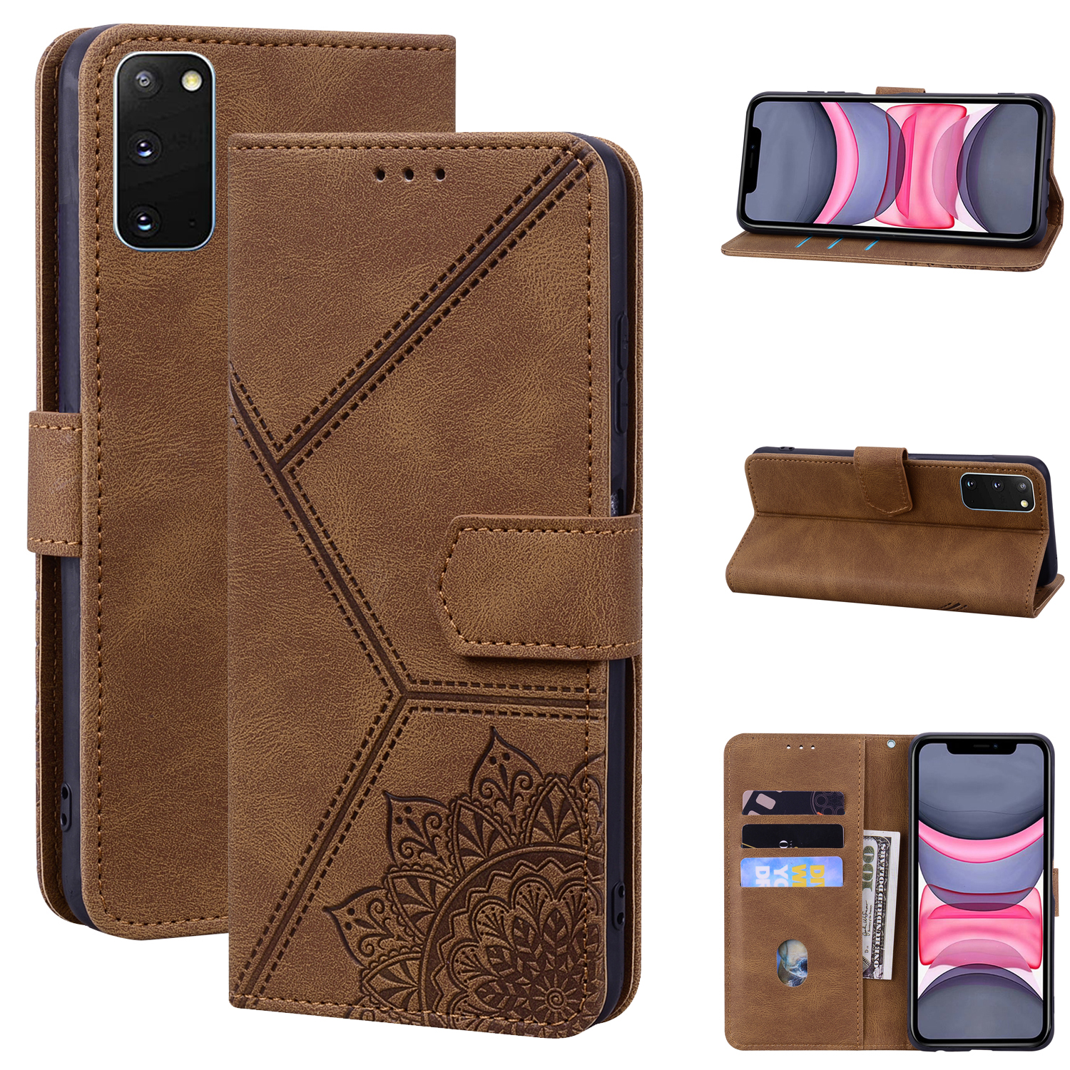 Dteck Fit for Samsung Galaxy S20 Wallet Case with ID Credit Card Slots